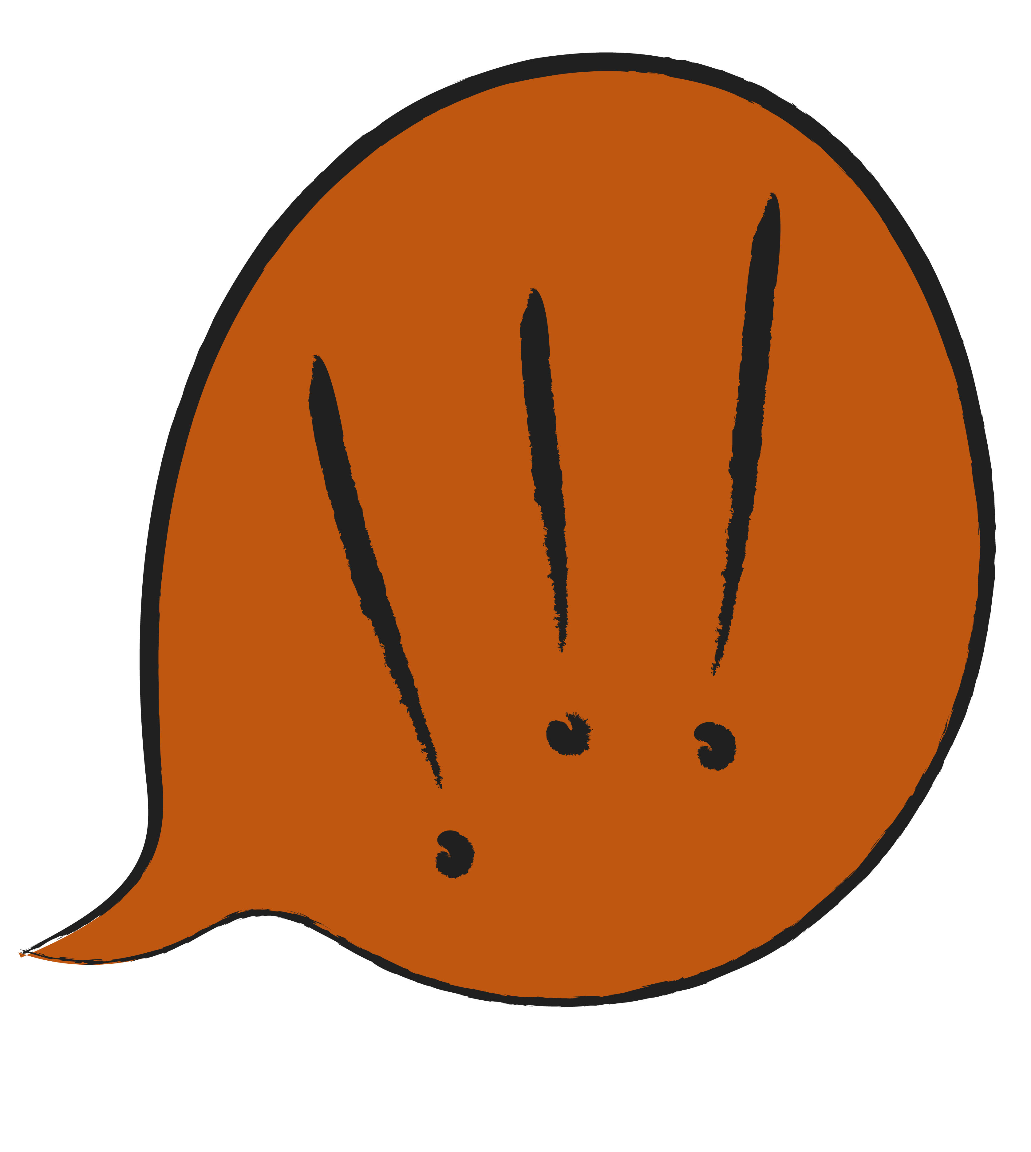 An illustration of of a speech bubble with three exclamation points.